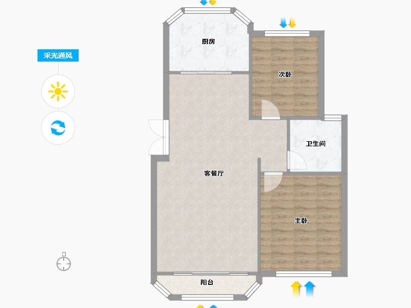 天津-天津市-天房天拖洋房B户型建面105m²-76.58-户型库-采光通风