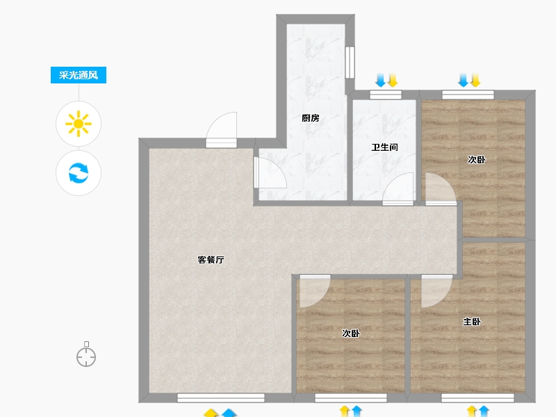 天津-天津市-南开1911清科雅苑6号楼,清科雅苑7号楼建面101m²-67.62-户型库-采光通风