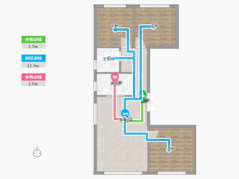 天津-天津市-南开1911清科雅苑3号楼,华科雅苑1号楼建面109m²-69.76-户型库-动静线