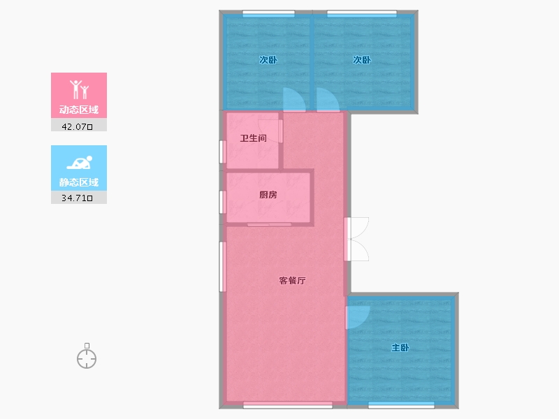 天津-天津市-南开1911清科雅苑3号楼,华科雅苑1号楼建面109m²-69.76-户型库-动静分区