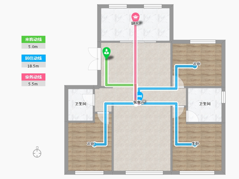 天津-天津市-南开1911清科雅苑6号楼,清科雅苑7号楼建面136m²-90.02-户型库-动静线