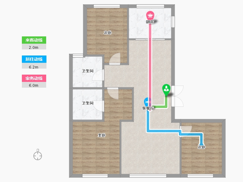 天津-天津市-南开1911,清科雅苑3号楼,华科雅苑1号楼建面134m²-87.56-户型库-动静线