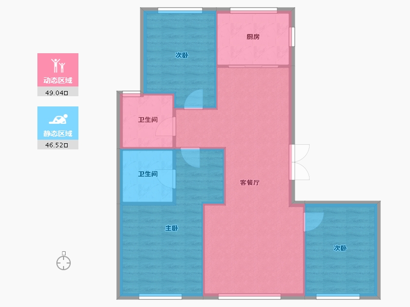 天津-天津市-南开1911,清科雅苑3号楼,华科雅苑1号楼建面134m²-87.56-户型库-动静分区