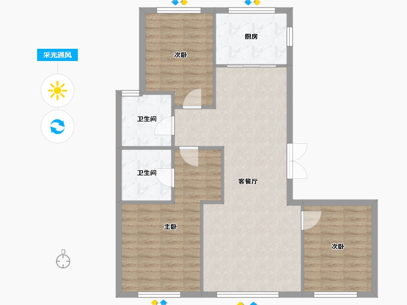 天津-天津市-南开1911,清科雅苑3号楼,华科雅苑1号楼建面134m²-87.56-户型库-采光通风