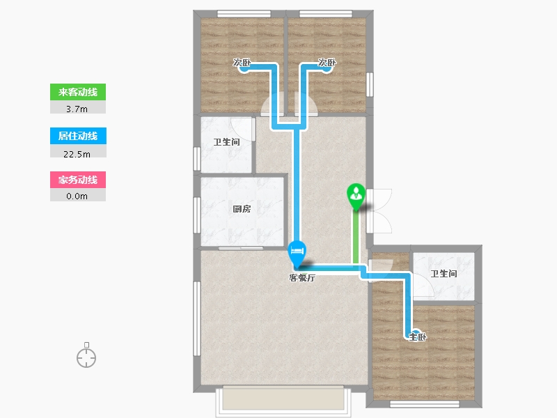 天津-天津市-南开1911,华科雅苑6号楼建面124m²-84.30-户型库-动静线