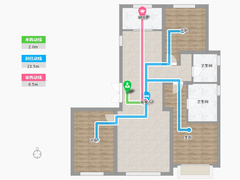 天津-天津市-南开1911,华科雅苑6号楼建面149m²-96.29-户型库-动静线