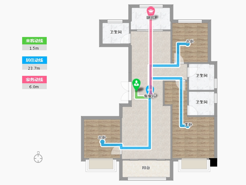 天津-天津市-融创南开宸院12号楼,17号楼,11号楼建面130m²-91.38-户型库-动静线