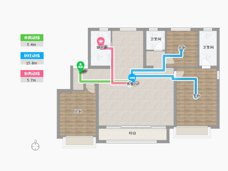 天津-天津市-融创南开宸院4号楼,5号楼建面150m²-112.89-户型库-动静线