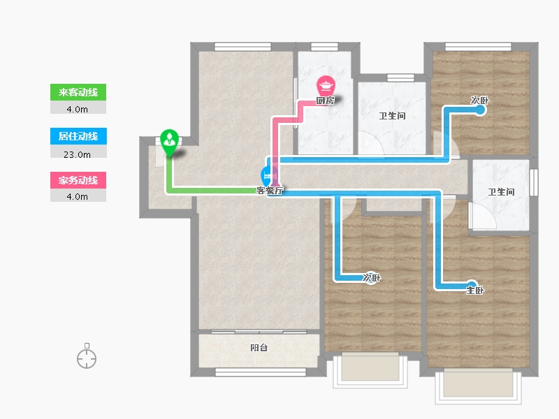 天津-天津市-融创南开宸院1号楼,27号楼,13号楼建面130m²-88.70-户型库-动静线