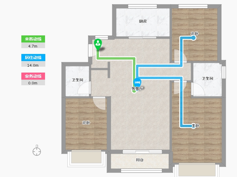 天津-天津市-融创南开宸院2号楼,3号楼建面120m²-79.26-户型库-动静线