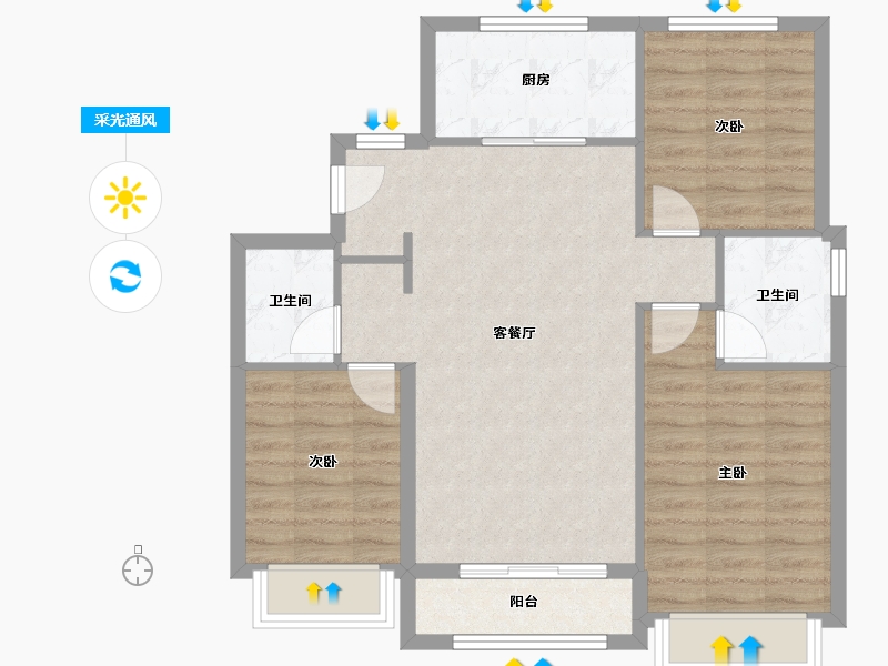 天津-天津市-融创南开宸院2号楼,3号楼建面120m²-79.26-户型库-采光通风