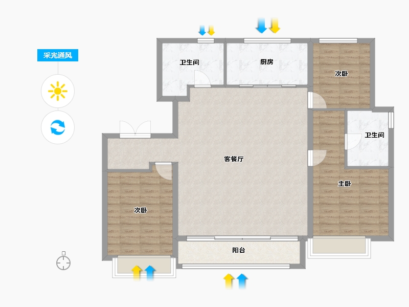 天津-天津市-融创南开宸院7号楼,8号楼,6号楼建面150m²-115.10-户型库-采光通风