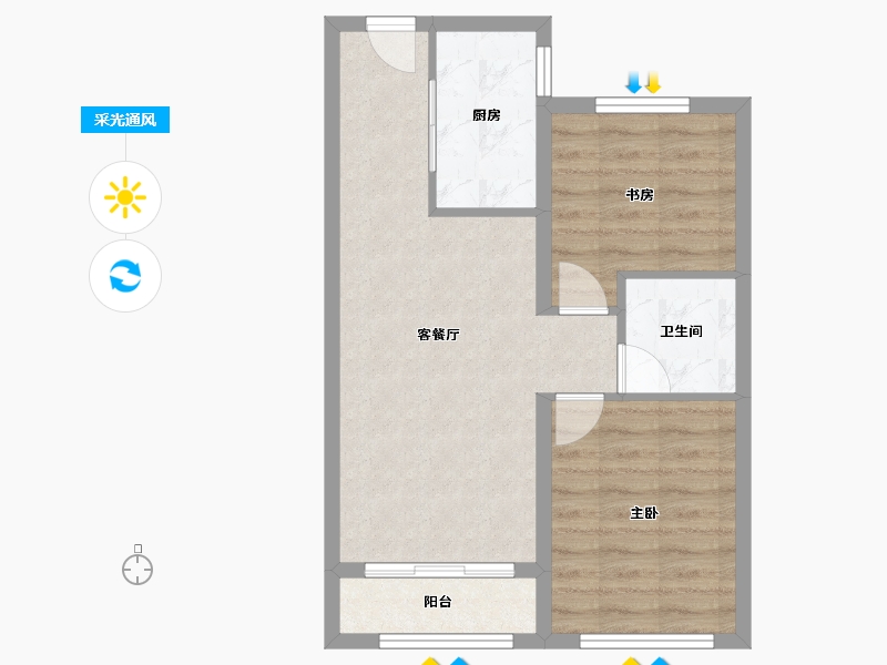 天津-天津市-融创南开宸院2号楼,3号楼建面86m²-55.99-户型库-采光通风