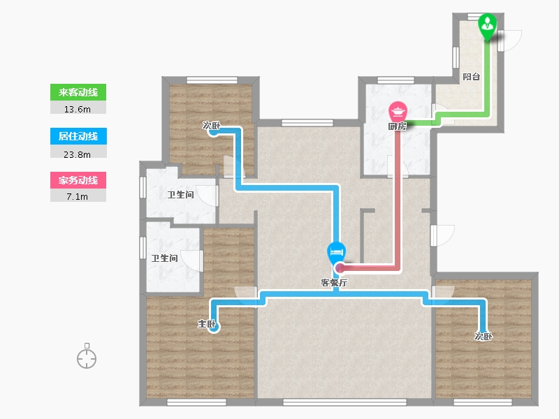 天津-天津市-金地阅千峯师北新苑1栋,师北新苑8栋,师北新苑9栋建面176m²-129.98-户型库-动静线