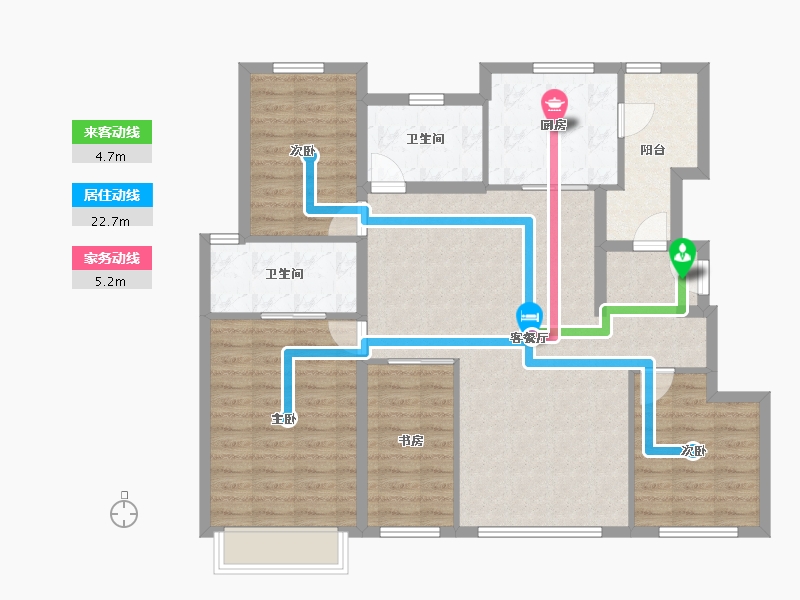 天津-天津市-保利云禧保利云禧4号楼,建面143m²-107.73-户型库-动静线