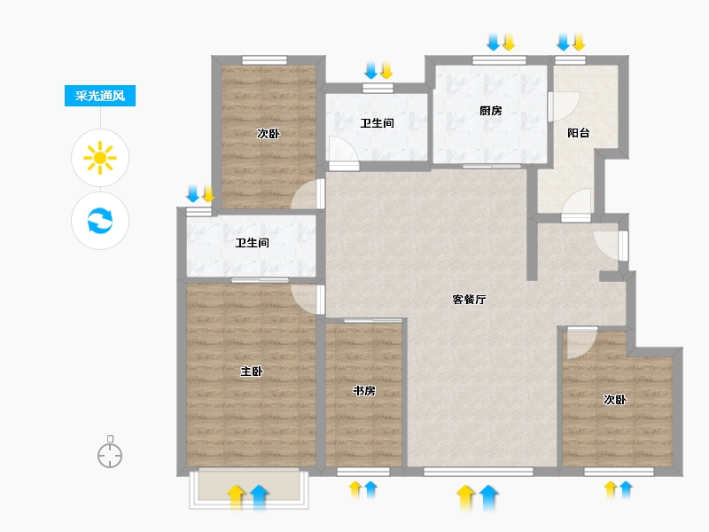 天津-天津市-保利云禧保利云禧4号楼,建面143m²-107.73-户型库-采光通风