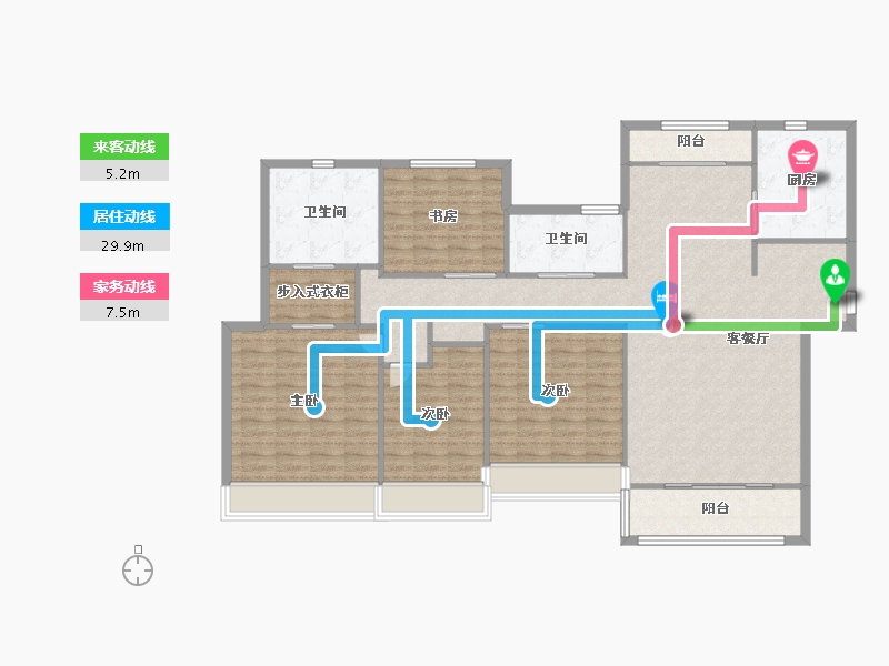 天津-天津市-仁恒公园世纪3号楼,建面181m²-144.80-户型库-动静线