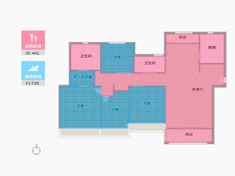 天津-天津市-仁恒公园世纪3号楼,建面181m²-144.80-户型库-动静分区