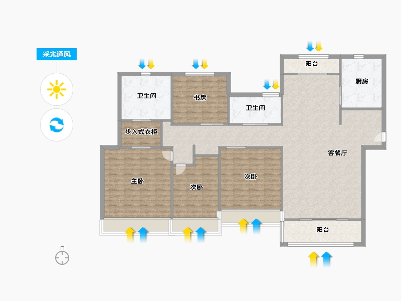 天津-天津市-仁恒公园世纪3号楼,建面181m²-144.80-户型库-采光通风