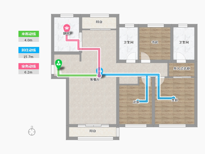 天津-天津市-仁恒公园世纪4号楼,建面140m²-94.21-户型库-动静线