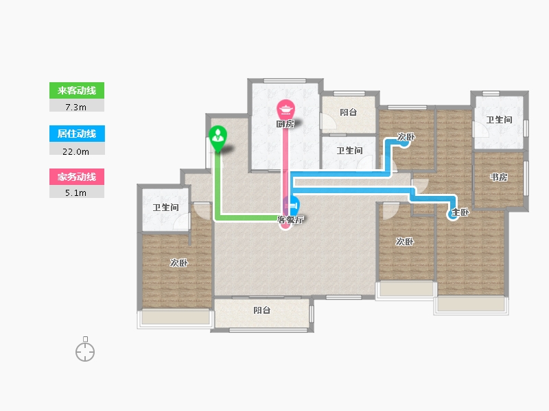 天津-天津市-仁恒公园世纪6号楼,建面242m²-193.60-户型库-动静线