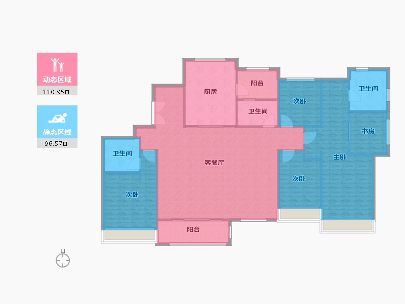 天津-天津市-仁恒公园世纪6号楼,建面242m²-193.60-户型库-动静分区