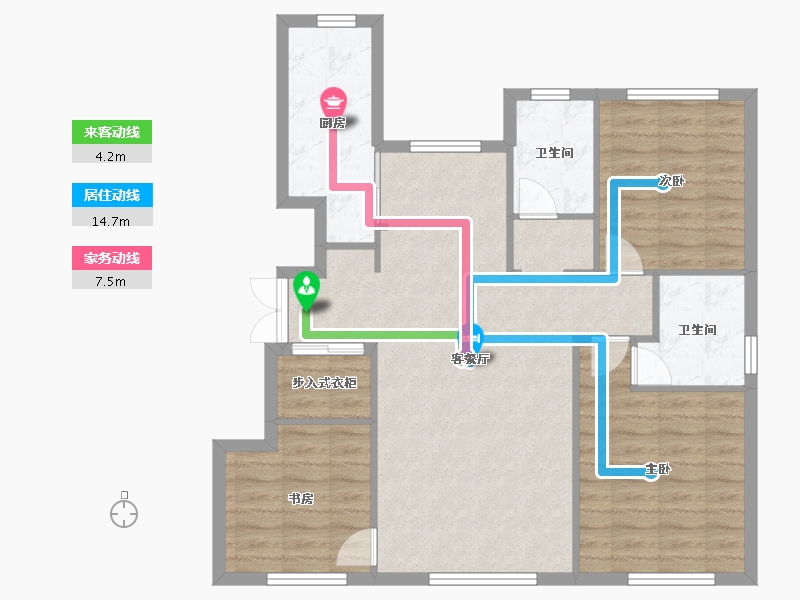 天津-天津市-天地源熙樾台1号楼建面121m²-91.81-户型库-动静线