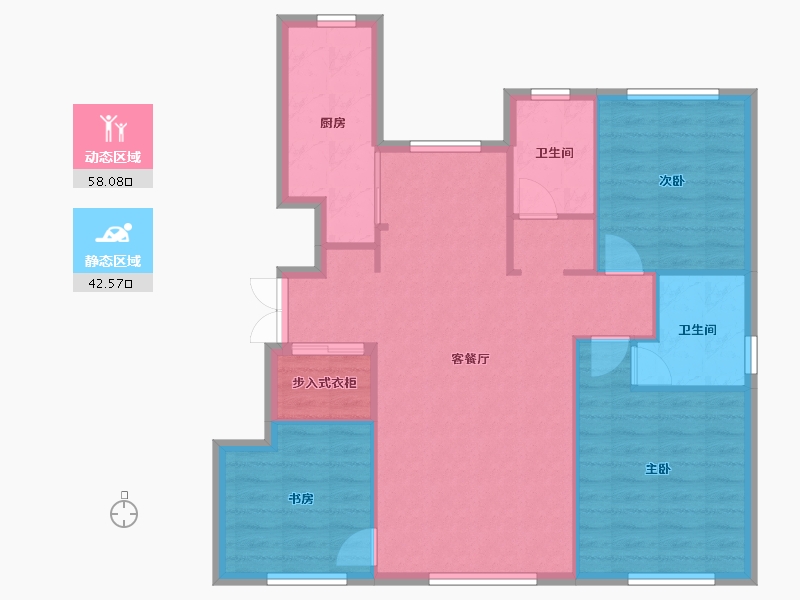 天津-天津市-天地源熙樾台1号楼建面121m²-91.81-户型库-动静分区