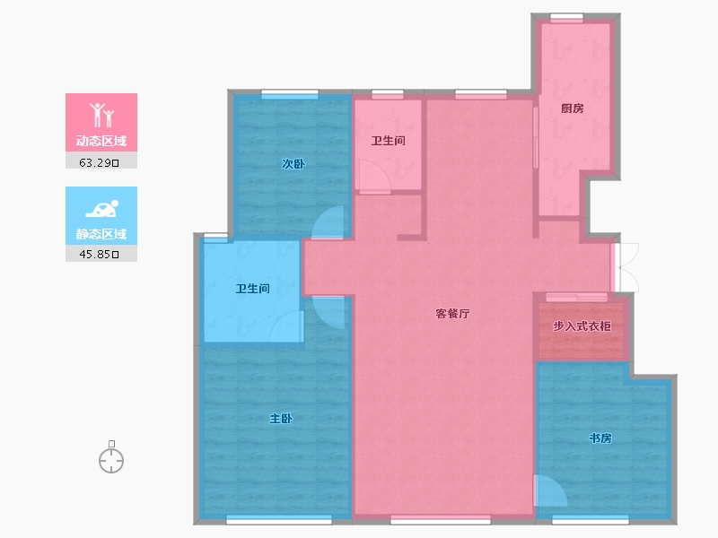 天津-天津市-天地源熙樾台3号楼建面130m²-100.07-户型库-动静分区