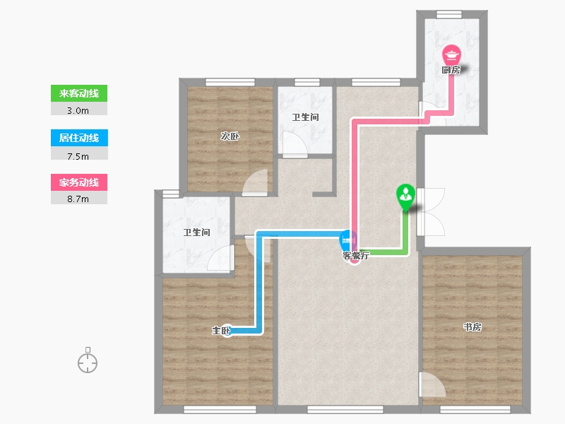 天津-天津市-天地源熙樾台3号楼建面130m²-94.43-户型库-动静线