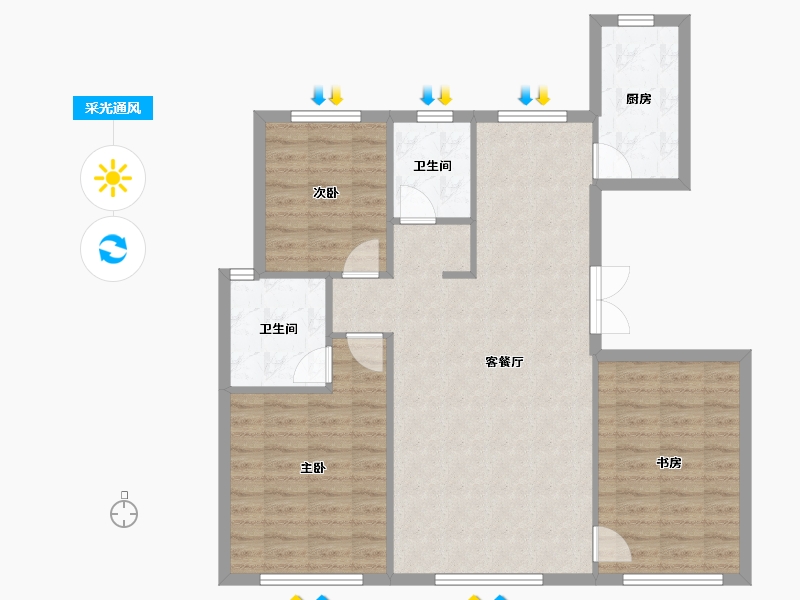 天津-天津市-天地源熙樾台3号楼建面130m²-94.43-户型库-采光通风