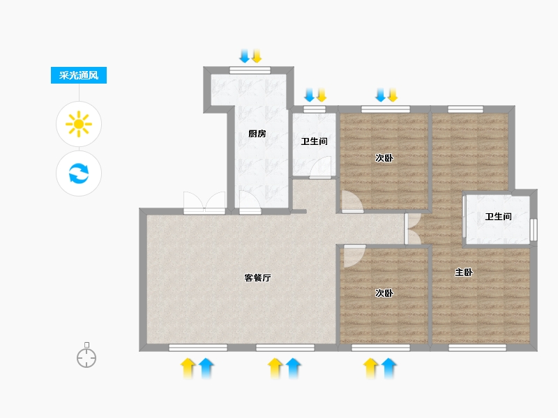 天津-天津市-天地源熙樾台4号楼建面139m²-101.05-户型库-采光通风