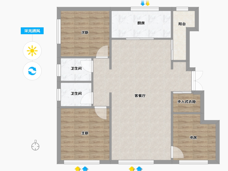 天津-天津市-天地源熙樾台5号楼,7号楼建面111m²-85.43-户型库-采光通风