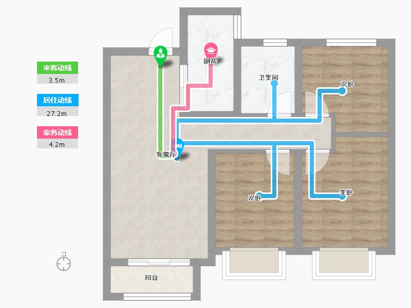 天津-天津市-御江臺印江园8号楼,印江园9号楼建面99m²-62.84-户型库-动静线