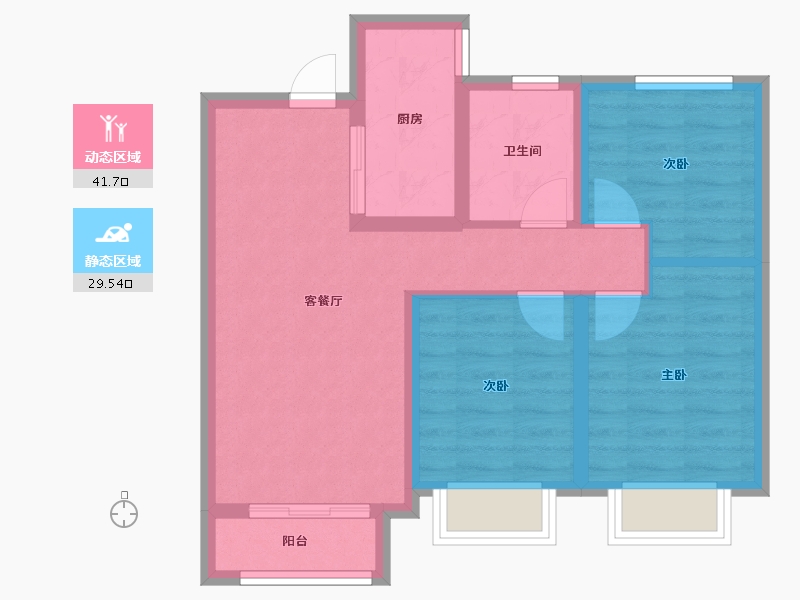 天津-天津市-御江臺印江园8号楼,印江园9号楼建面99m²-62.84-户型库-动静分区