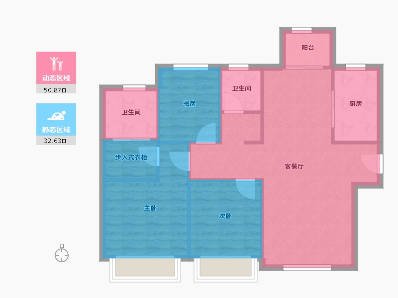 天津-天津市-御江臺印江园8号楼,印江园9号楼建面117m²-75.71-户型库-动静分区