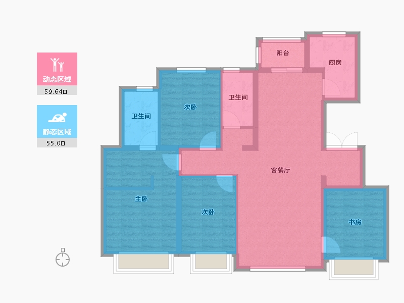 天津-天津市-御江臺印江园15号楼,印江园11号楼建面140m²-102.38-户型库-动静分区