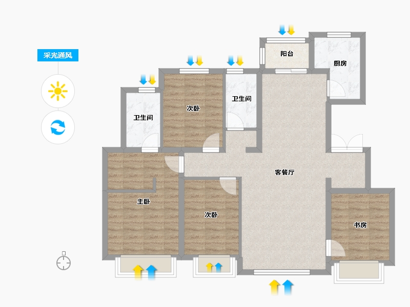 天津-天津市-御江臺印江园15号楼,印江园11号楼建面140m²-102.38-户型库-采光通风