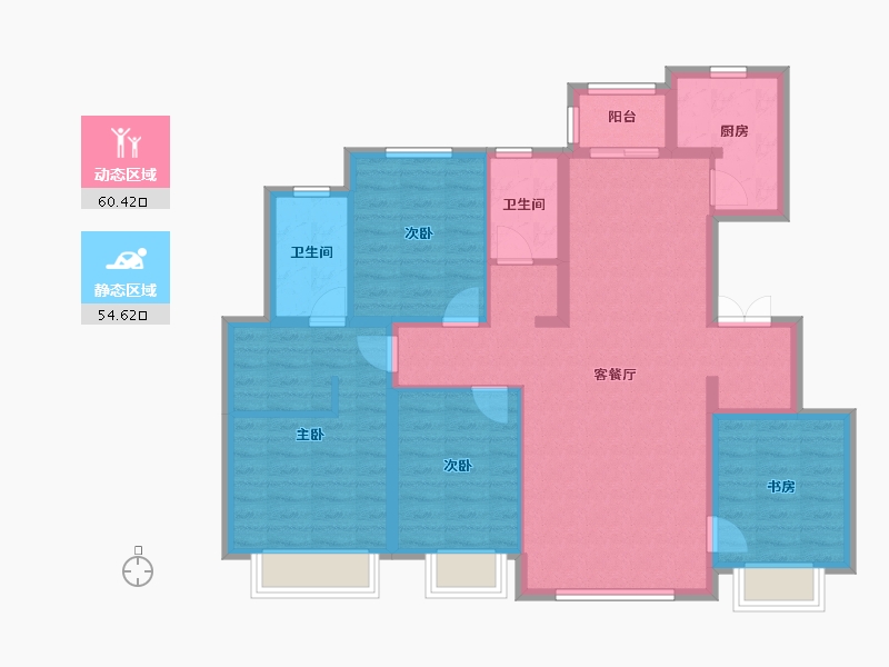 天津-天津市-御江臺印江园2号楼,建面138m²-102.62-户型库-动静分区