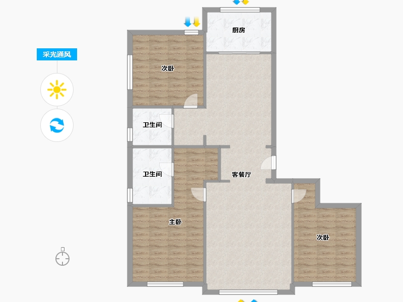 天津-天津市-宾西路5号2号楼,1号楼建面145m²-116.00-户型库-采光通风