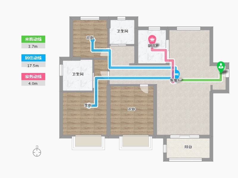 天津-天津市-中海左岸澜庭万锦澜苑10号楼,建面106m²-84.79-户型库-动静线