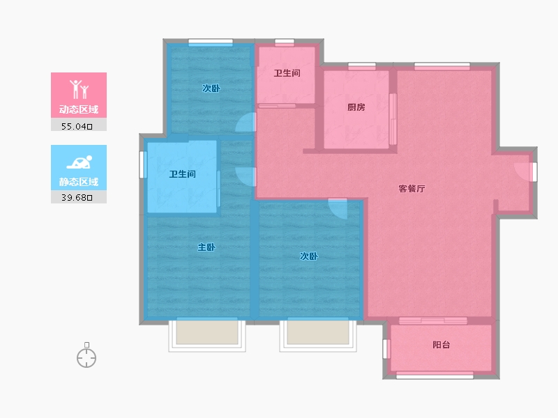 天津-天津市-中海左岸澜庭万锦澜苑10号楼,建面106m²-84.79-户型库-动静分区