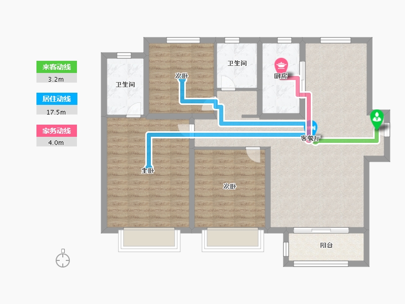 天津-天津市-中海左岸澜庭万锦澜苑5号楼,建面120m²-95.99-户型库-动静线