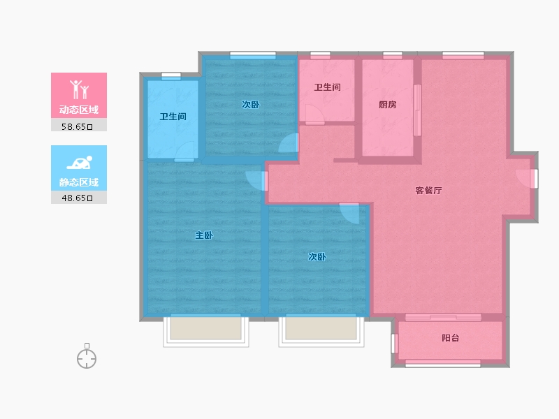 天津-天津市-中海左岸澜庭万锦澜苑5号楼,建面120m²-95.99-户型库-动静分区