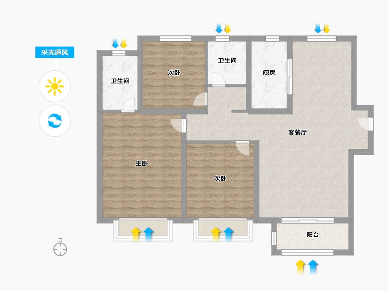 天津-天津市-中海左岸澜庭万锦澜苑5号楼,建面120m²-95.99-户型库-采光通风