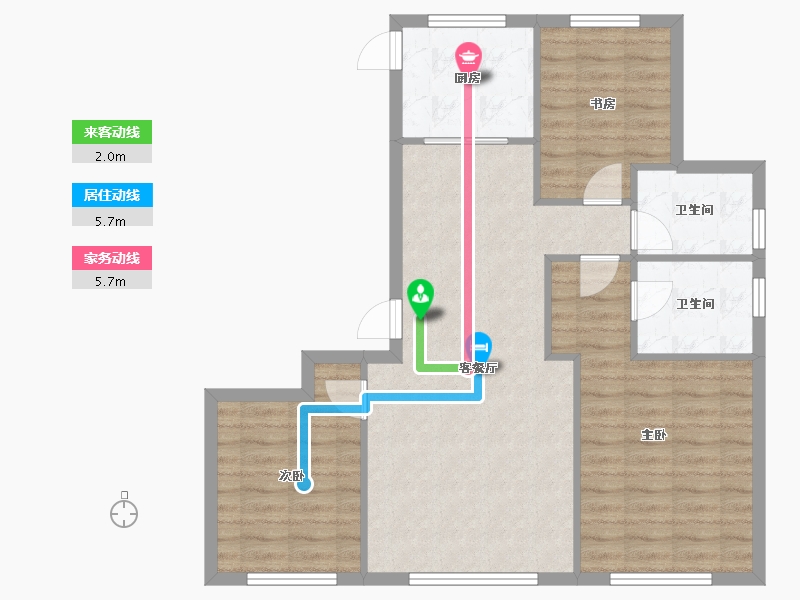 天津-天津市-格调绮园建面137m²-84.53-户型库-动静线