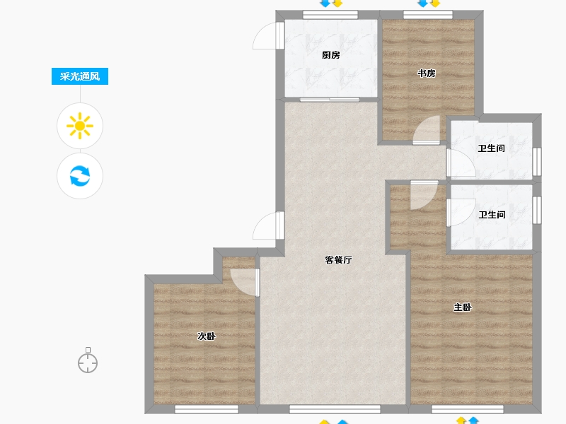 天津-天津市-格调绮园建面137m²-84.53-户型库-采光通风