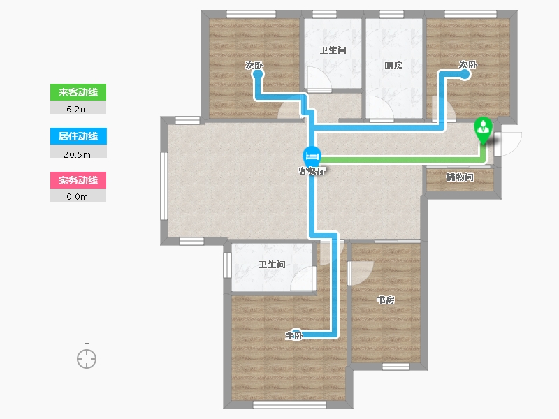 天津-天津市-天房六合国际六合里1号楼建面136m²-96.71-户型库-动静线