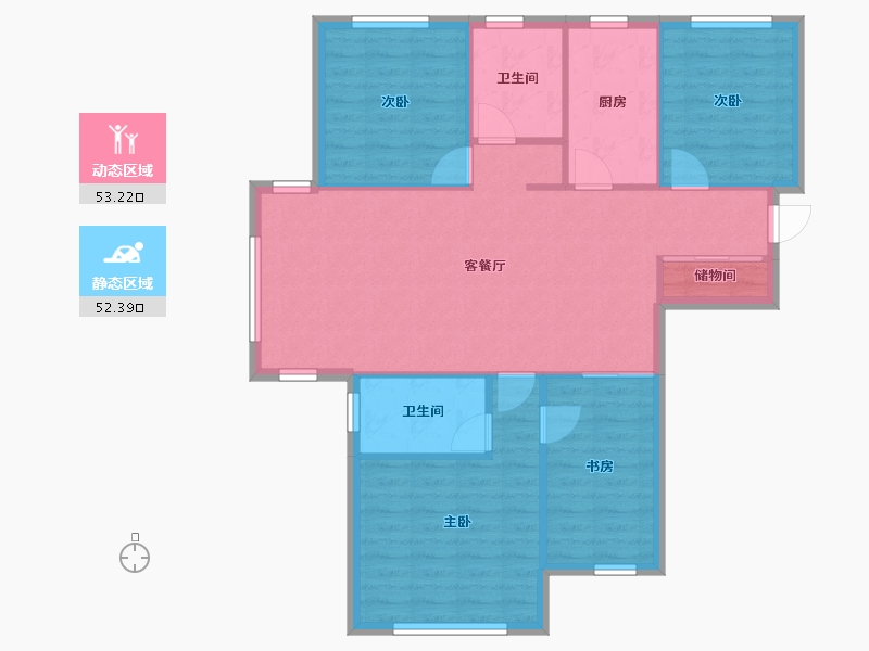 天津-天津市-天房六合国际六合里1号楼建面136m²-96.71-户型库-动静分区