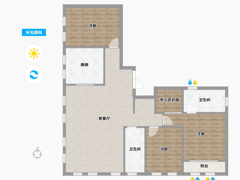 天津-天津市-格调绮园双迎里8号楼建面167m²-114.97-户型库-采光通风